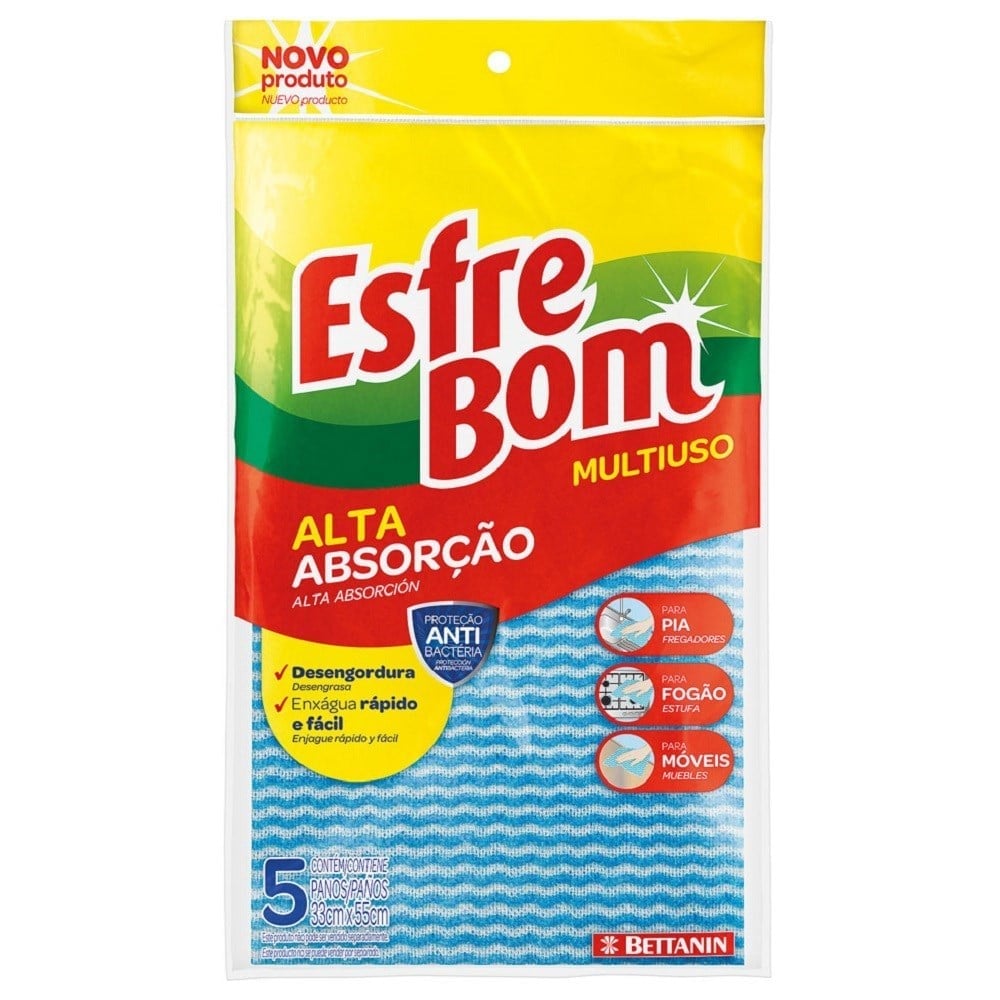 Pano Limpeza Esfrebom/Sekito Multiuso Azul Blister 49055