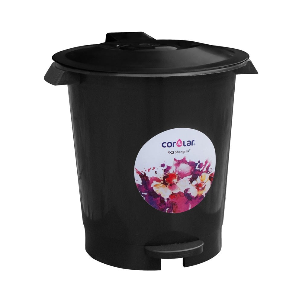 Lixeira Shangri-La com Pedal 12L Redonda Preta 56330107