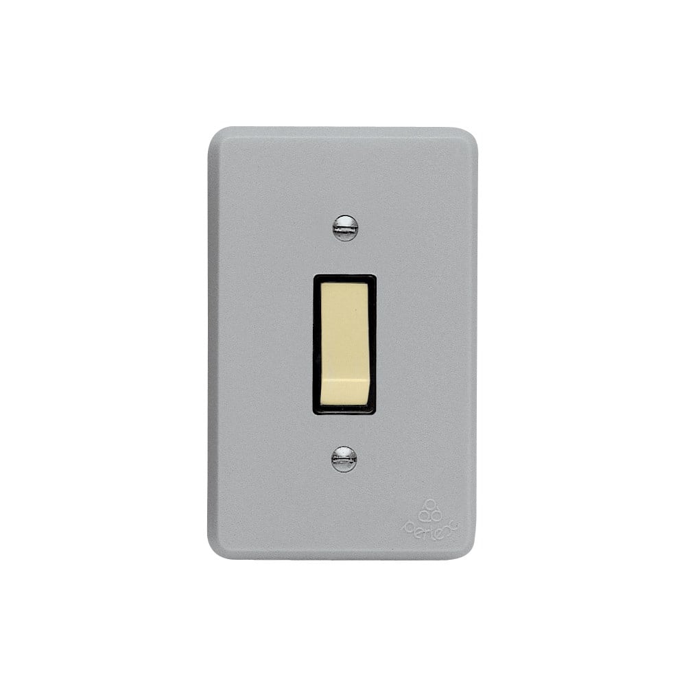 Conjunto Perlex 4X2 Cinza com Placa 1 Simples 1381