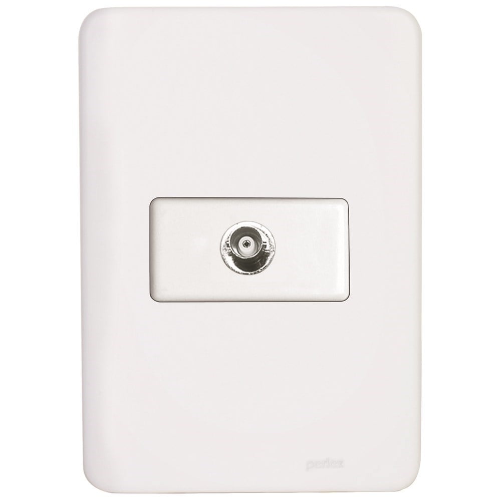 Conjunto Perlex Aros 4X2 Branco com Placa 1 Tomada TV 7308