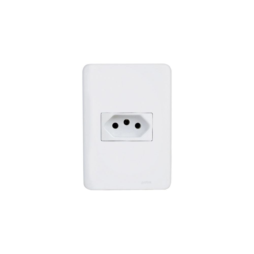 Conjunto Perlex Aros 4X2 Branco com Placa 1 Tomada 10A 7311 - imagem 1