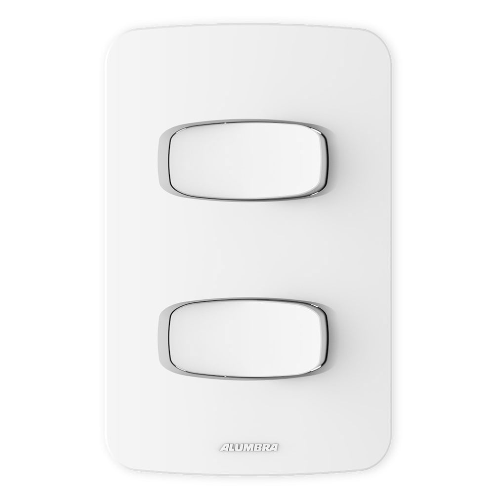 Conjunto Alumbra Gracia 4X2 Branco com Placa 2 Simples 85324