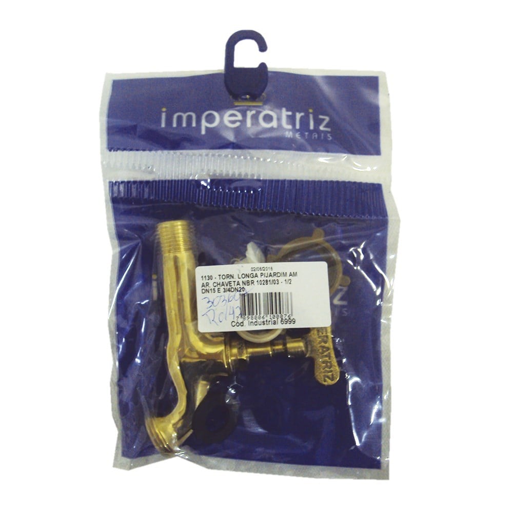 Torneira Metal Jardim Imperatriz Longa 1130 1/2 E 3/4 Amarela 6999